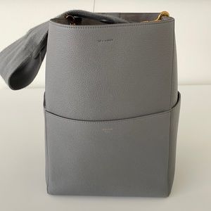 Celine grey sangle bag with gold hardware